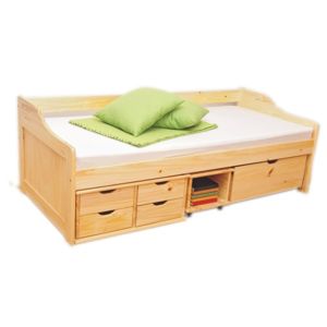 TEMPO KONDELA Maxi 90 drevená posteľ s roštom prírodná