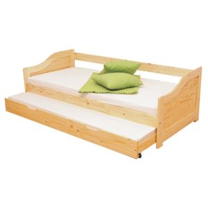 TEMPO KONDELA Laura 90 drevená posteľ s prístelkou borovica