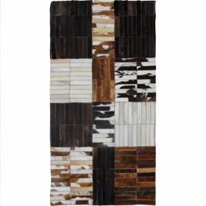 TEMPO KONDELA Typ 4 kožený koberec 69x140 cm vzor patchwork