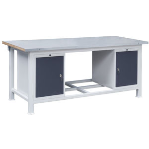 NABBI 3T/P1P1 pracovný stôl s plechovou policou svetlosivá / grafit