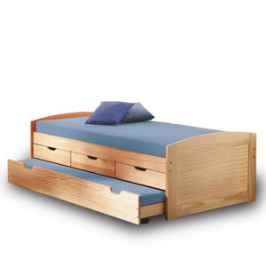 TEMPO KONDELA Marinella 90 drevená posteľ s prístelkou prírodná