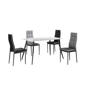 TEMPO KONDELA Admer sklenený jedálenský stôl biela / čierna