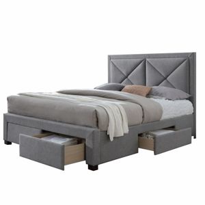 TEMPO KONDELA Xadra 160 čalúnená manželská posteľ s roštom sivá melírovaná / wenge