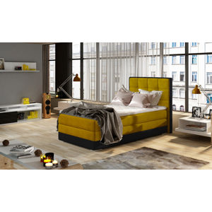 NABBI Alessandra 90 čalúnená jednolôžková posteľ žltá / čierna