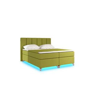 NABBI Barino 160 čalúnená manželská posteľ s úložným priestorom zelená