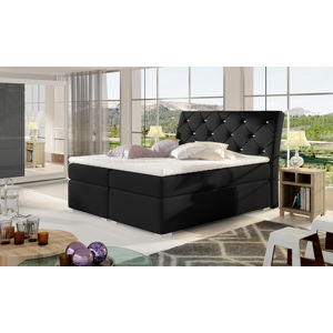 NABBI Beneto 140 čalúnená manželská posteľ s úložným priestorom čierna (Soft 11)