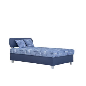 BLANÁŘ Aster 120 čalúnená jednolôžková posteľ s roštom a matracom modrá / vzor