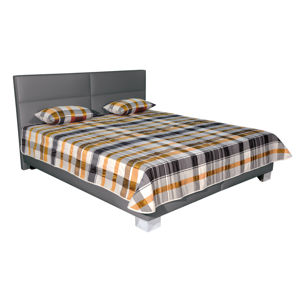 BLANÁŘ Jersey 180 čalúnená manželská posteľ s roštom a matracom tmavosivá / vzor