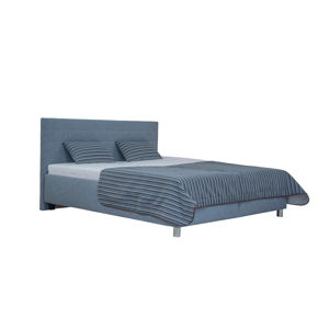 BLANÁŘ Mirka 160 čalúnená manželská posteľ s roštom a matracom modrá / vzor