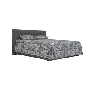 BLANÁŘ Monaco 160 čalúnená manželská posteľ s roštom a matracom tmavosivá / vzor