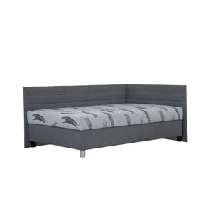 BLANÁŘ Polly 90 P čalúnená jednolôžková posteľ (váľanda) s matracom sivá / vzor