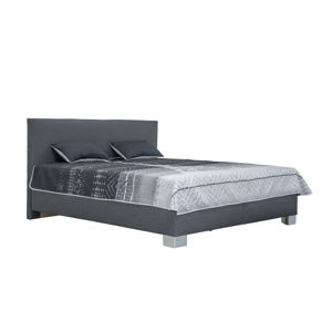 BLANÁŘ Reflex 160 čalúnená manželská posteľ s roštom a matracom tmavosivá / vzor