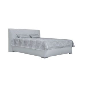 BLANÁŘ Velvet 180 čalúnená manželská posteľ s roštom a matracom biela / vzor