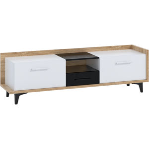 MEBLOCROSS Box Box-09 tv stolík sonoma svetlá / biela / čierna