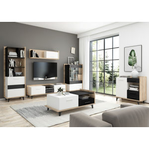 MEBLOCROSS Box obývacia izba sonoma svetlá / biela / čierna
