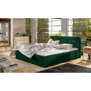 NABBI Branco 160 čalúnená manželská posteľ s roštom tmavozelená
