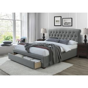 HALMAR Avanti 160 čalúnená manželská posteľ s úložným priestorom sivá