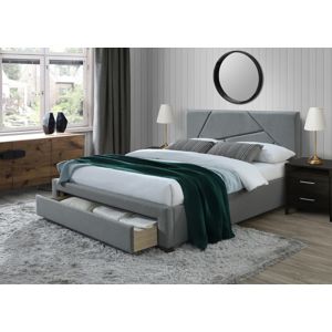 HALMAR Valery 160 čalúnená manželská posteľ s úložným priestorom sivá