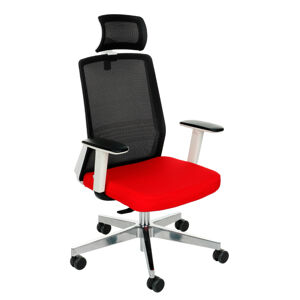 NABBI Cupra WS HD kancelárska stolička s podrúčkami červená / čierna / biela / chróm