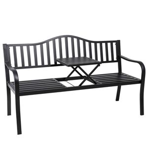 KONDELA Dagno záhradná lavička so stolíkom čierna