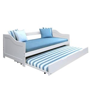 KONDELA Intro 90 drevená rozkladacia posteľ s prísteľkou biela