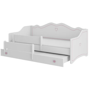 Detská posteľ s prístelkou a matracmi Elisa II 80x160 cm - biela / ružový vzor