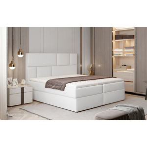 NABBI Ferine 185 čalúnená manželská posteľ s úložným priestorom biela