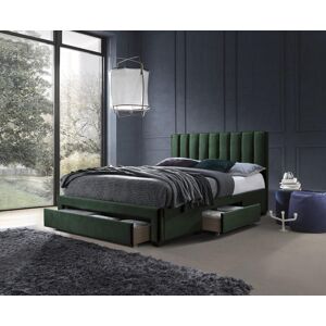 HALMAR Grace 160 čalúnená manželská posteľ s úložným priestorom tmavozelená (Velvet)