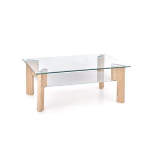 HALMAR Faro sklenený konferenčný stolík dub sonoma / priehľadná