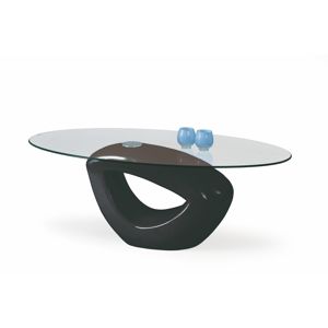 HALMAR Jasmin sklenený konferenčný stolík čierny lesk / priehľadná
