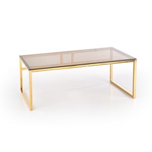 HALMAR Marlin sklenený konferenčný stolík hnedá / zlatá