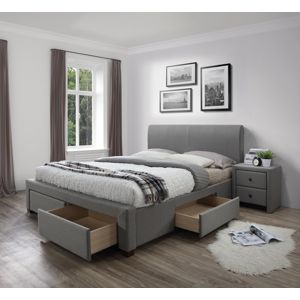 HALMAR Modena 160 čalúnená manželská posteľ s roštom sivá