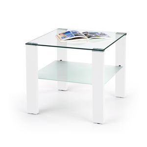 HALMAR Simple Kwadrat H sklenený konferenčný stolík biely lesk / priehľadná / mliečna