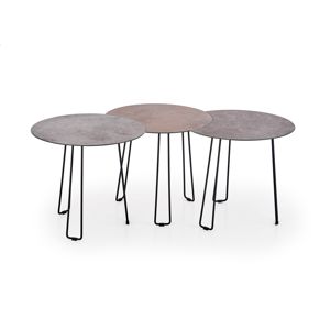 HALMAR Triple okrúhly konferenčný stolík (3 ks) sivá / hnedá / čierna