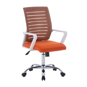 TEMPO KONDELA Cage kancelárska stolička s podrúčkami oranžová / biela / chróm