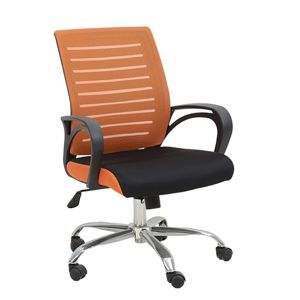 TEMPO KONDELA Lizbon kancelárska stolička s podrúčkami oranžová / čierna / chróm