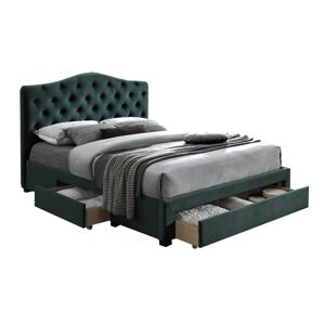 KONDELA Kesada manželská posteľ s roštom 160x200 cm smaragdová (Velvet)