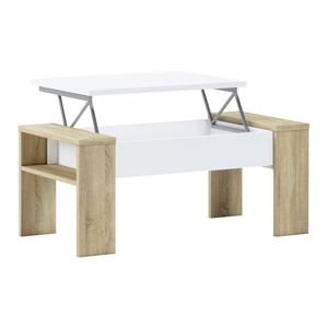 TEMPO KONDELA Pula konferenčný stolík s úložným priestorom dub sonoma / biela