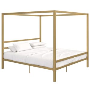 TEMPO KONDELA Takara kovová manželská posteľ s roštom zlatá