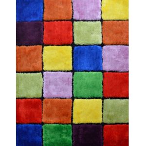 TEMPO KONDELA Ludvig Typ 4 koberec 100x140 cm červená / zelená / žltá / fialová