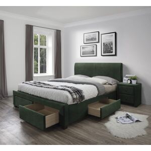 HALMAR Modena 3 160 čalúnená manželská posteľ s úložným priestorom tmavozelená (Velvet)