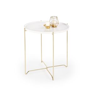 HALMAR Casa okrúhly príručný stolík biela / zlatá