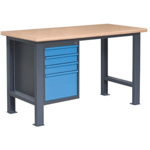 NABBI PL02L/P4 pracovný stôl so zverákom grafit / modrá