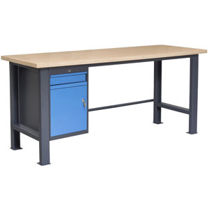 NABBI PL02L/P2 pracovný stôl so zverákom grafit / modrá