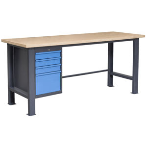 NABBI PL03L/P4 pracovný stôl so zverákom grafit / modrá