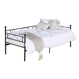 KONDELA Rozali kovová jednolôžková posteľ s roštom 90x200 cm čierna