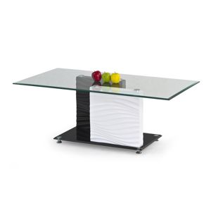 HALMAR Shanell sklenený konferenčný stolík čierny lesk / biely lesk / čierna / priehľadná