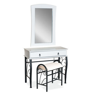 SIGNAL 1102 rustikálny toaletný stolík so zrkadlom biela / čierna