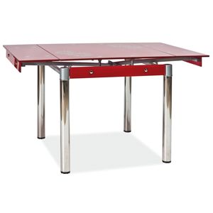 SIGNAL GD-082 jedálenský stôl chrómová / priehľadná / červená