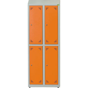 NABBI SKS 300 04 školská šatňová skrinka s vetracími otvormi svetlosivá / oranžová